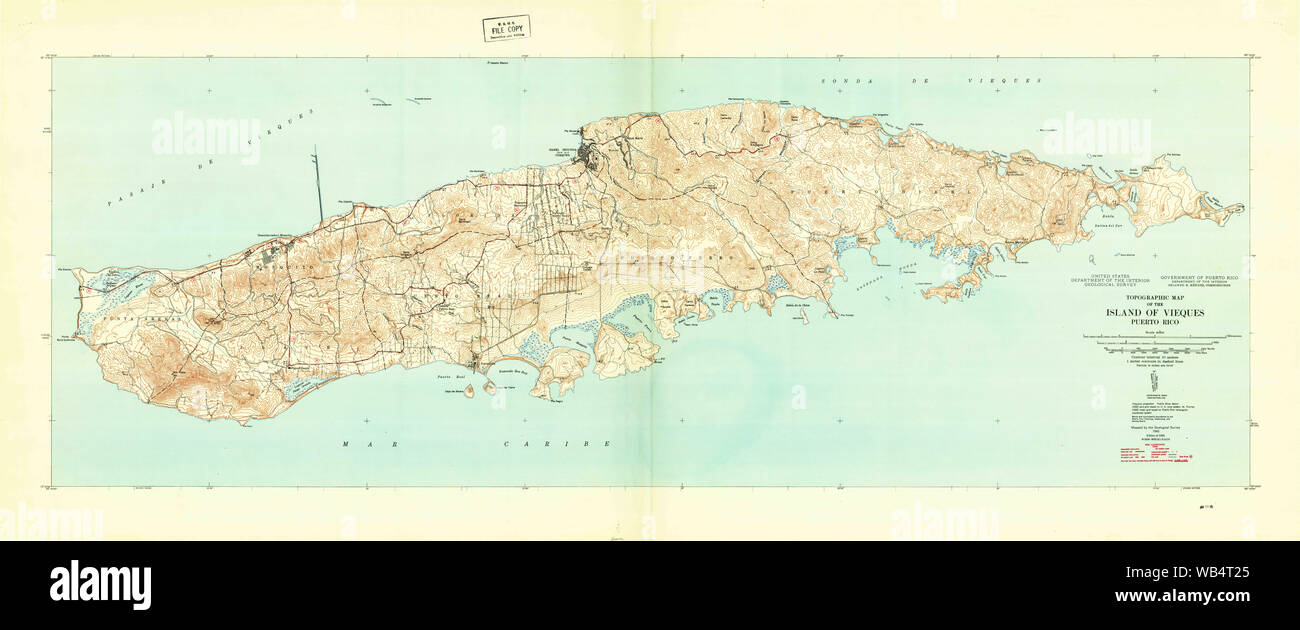 USGS TOPO Map Puerto Rico PR Island Of Vieques 362449 1943 30000  Restoration Stock Photo - Alamy