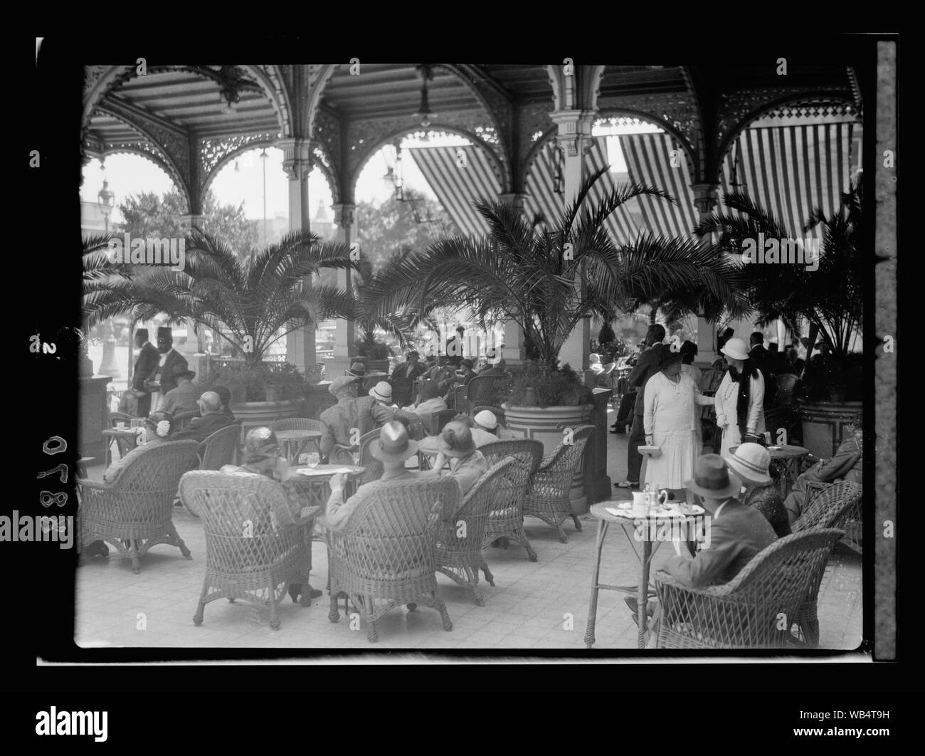 Egypt. Cairo. Hotels. Semiramis. Tea on the front terrace Abstract/medium: G. Eric and Edith Matson Photograph Collection Stock Photo