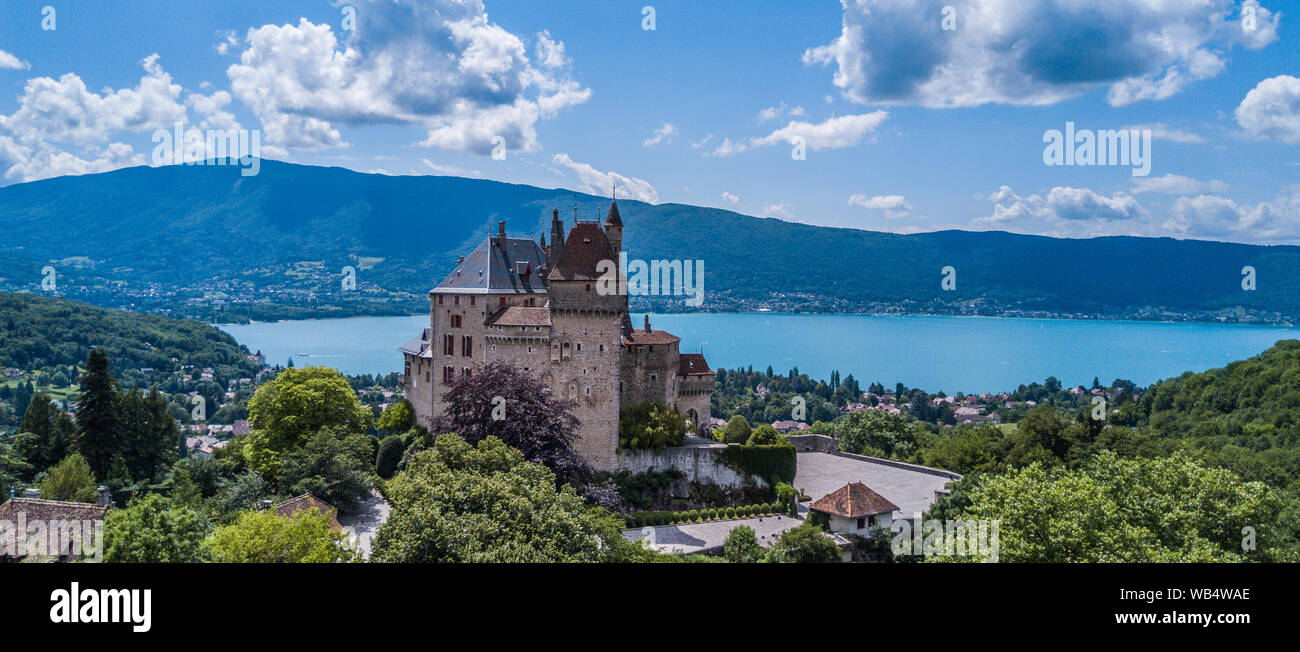 Annecy city, lake and castle from above, in southeastern France Stock ...