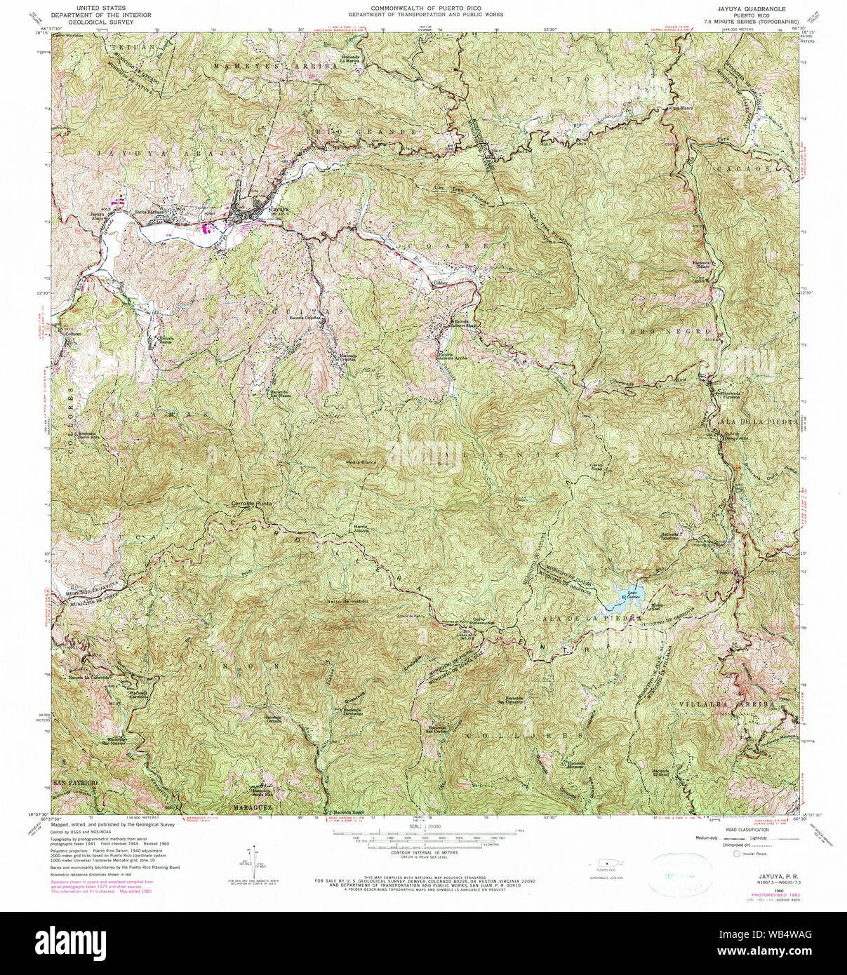 Jayuya Puerto Rico Map Usgs Topo Map Puerto Rico Pr Jayuya 362137 1960 20000 Restoration Stock  Photo - Alamy