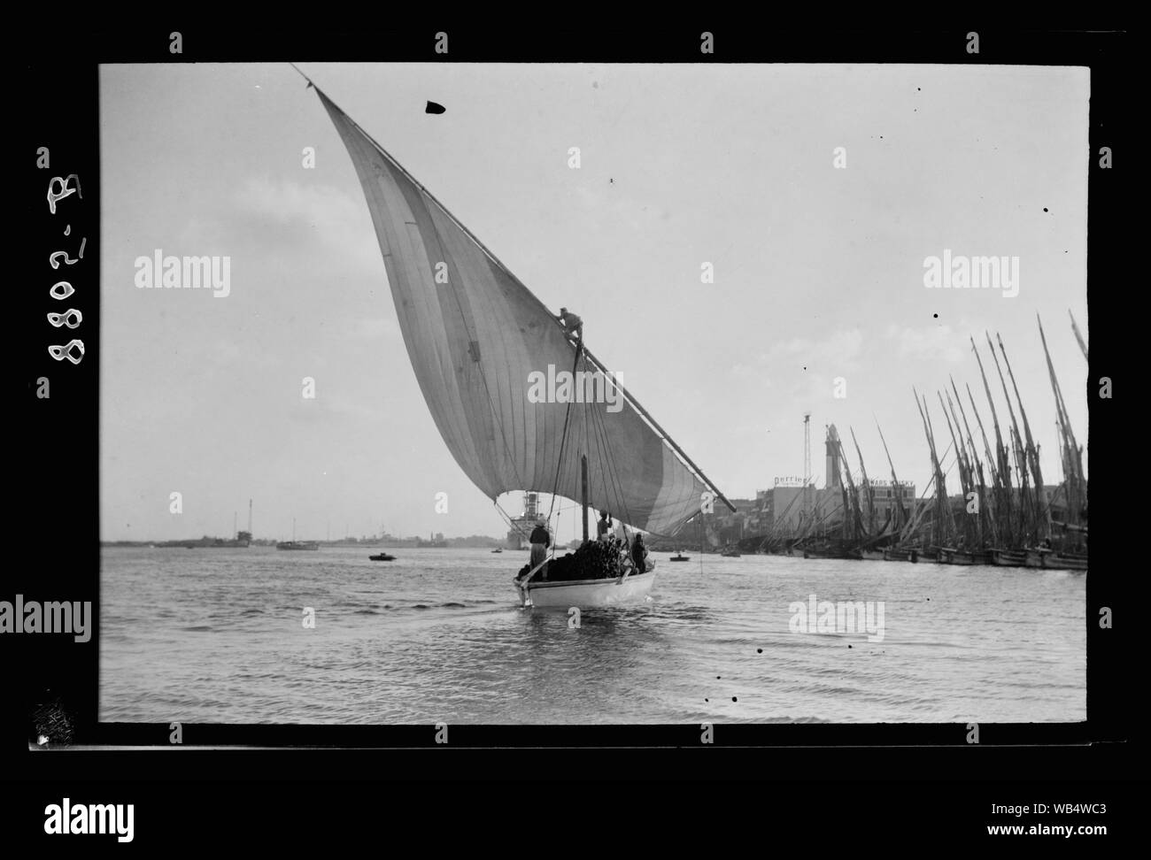 Egypt. Suez Canal. Fishing craft in entrance of canal Abstract/medium: G. Eric and Edith Matson Photograph Collection Stock Photo