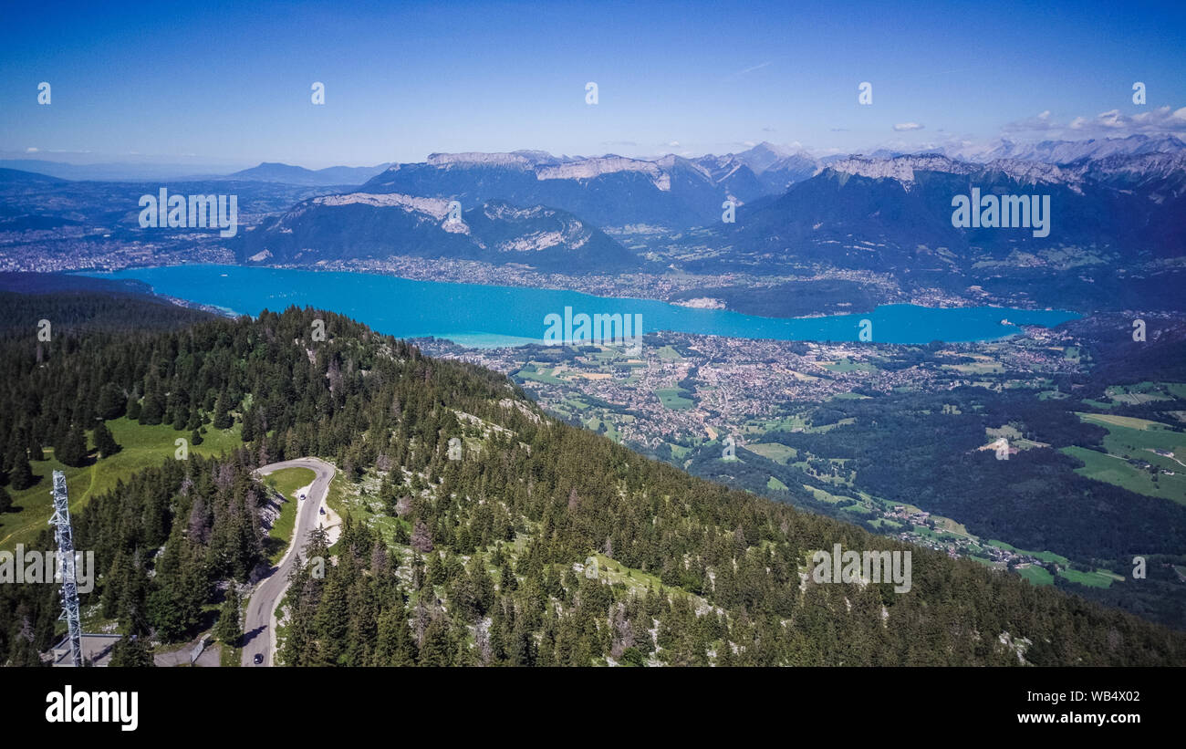 Annecy city, lake and castle from above, in southeastern France Stock ...