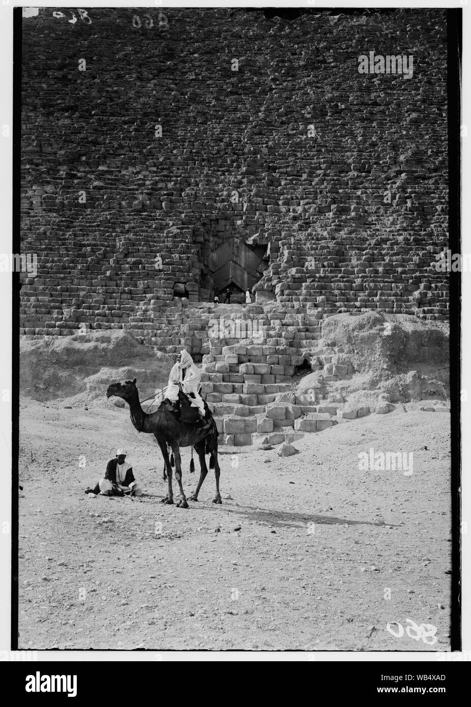 Egyptian views. The Pyramids of Gizeh. Entrance to the Great Pyramid Abstract/medium: G. Eric and Edith Matson Photograph Collection Stock Photo
