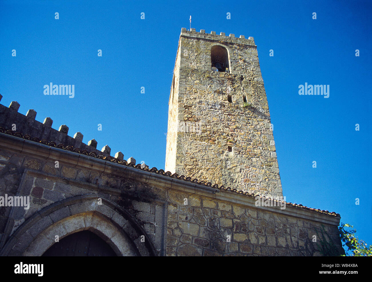 Tower of the church. Jarandilla de la Vera, Caceres province, Extremadura, Spain. Stock Photo