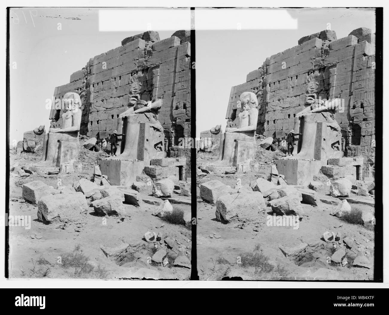 Egyptian views; Karnak. Statues of kings behind 8th pylon Abstract/medium: G. Eric and Edith Matson Photograph Collection Stock Photo