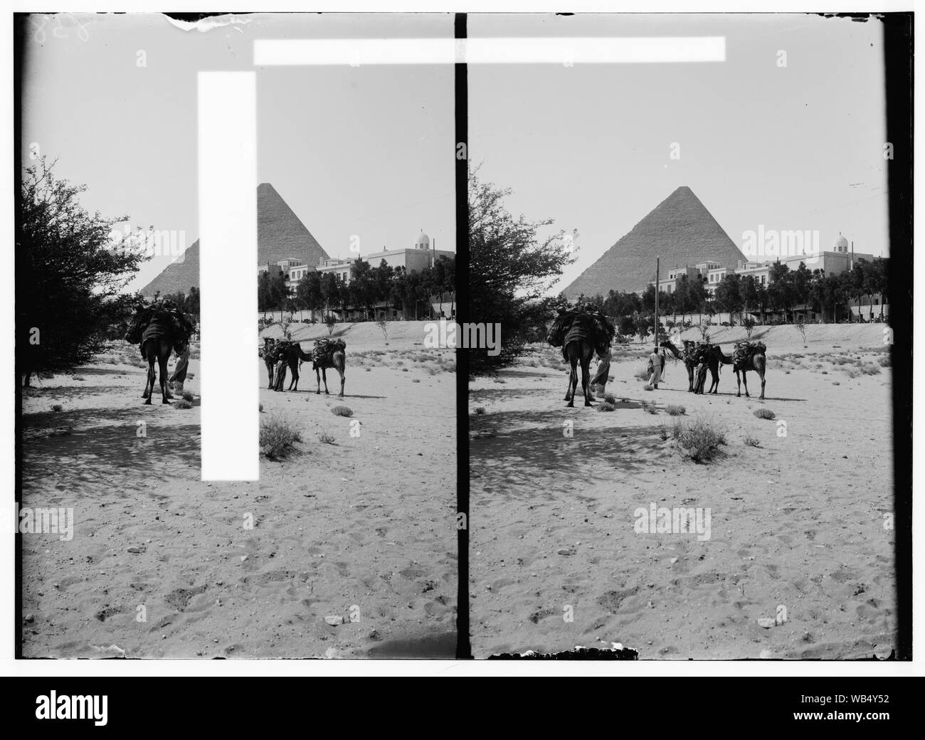Egyptian views; The pyramids of Gizeh. Mena House Hotel at pyramids Abstract/medium: G. Eric and Edith Matson Photograph Collection Stock Photo