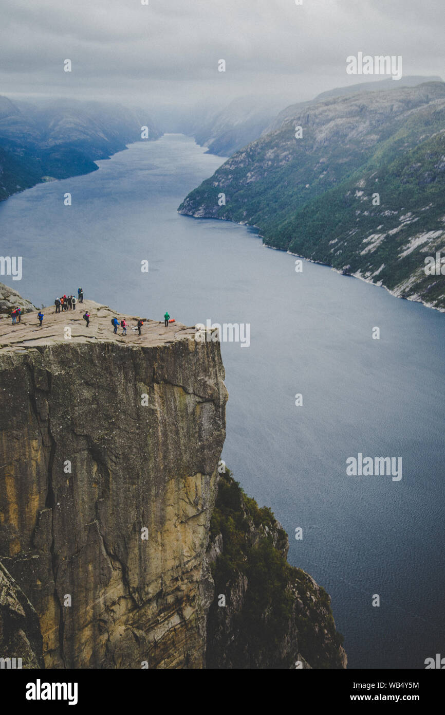 Views of the pulpit rock in Stavenger in Norway Stock Photo