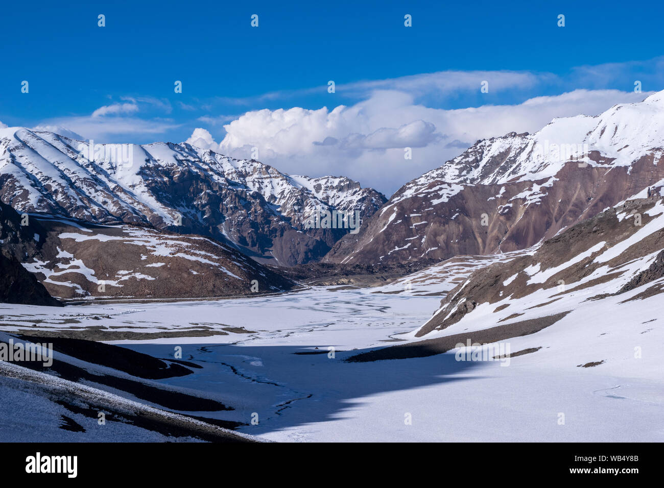Photo of Snow Covered Landscape in Ladakh in winters Stock Photo