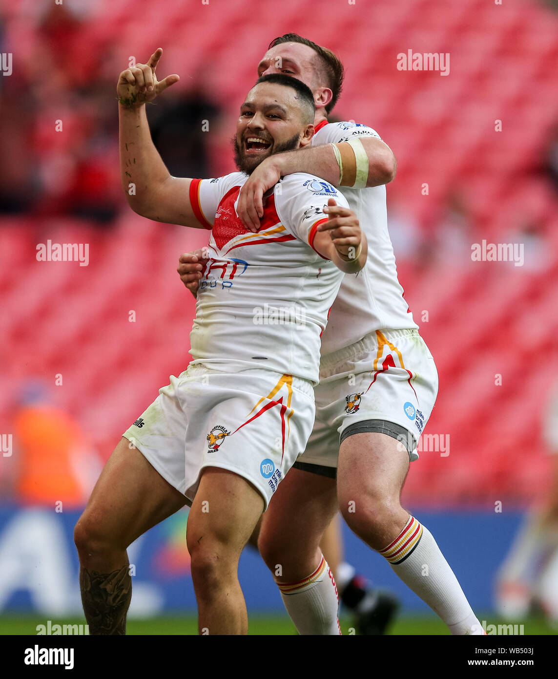 Sheffield eagles corey makelim celebrates scoring hi-res stock ...