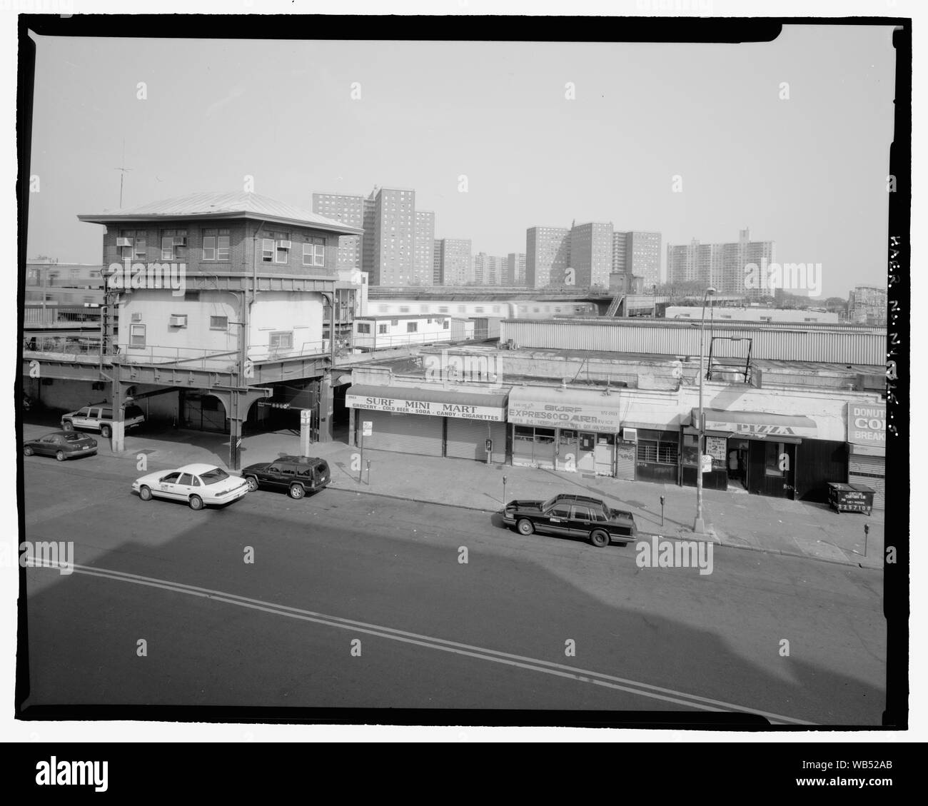 Elevated view across Stillwell Avenue showing control tower and