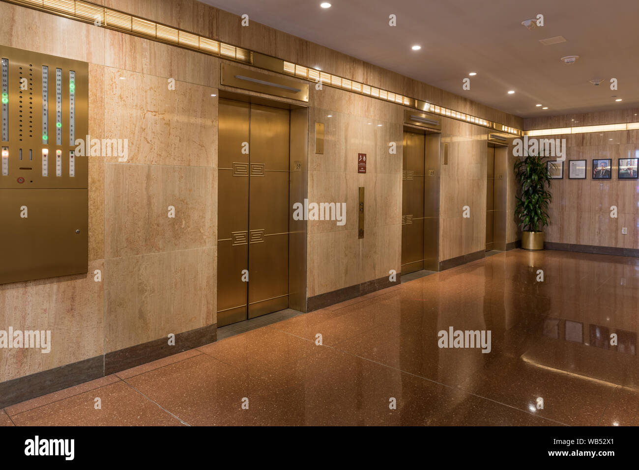 Elevator lobby, Appraisers Building, San Francisco, California Stock