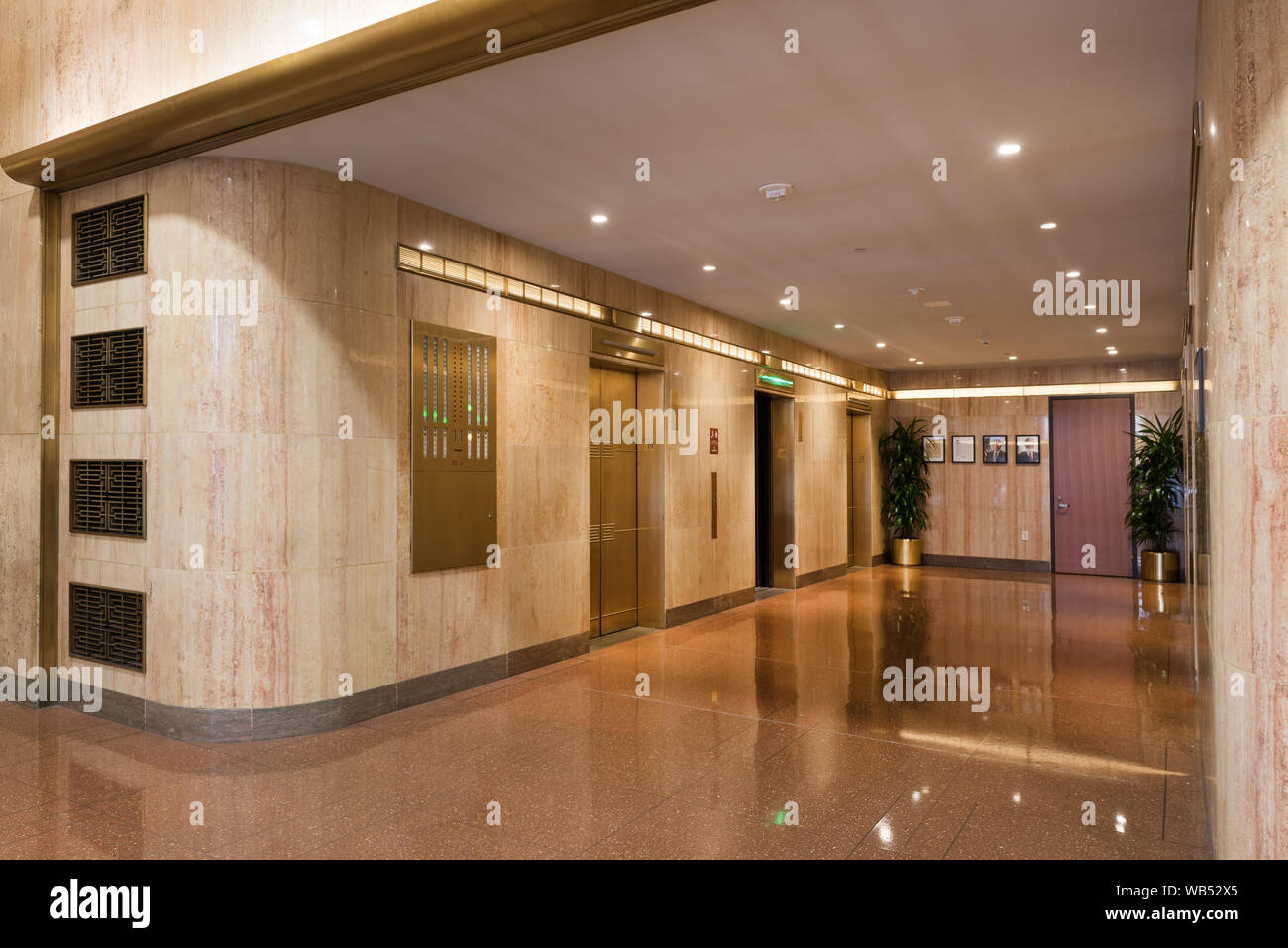 Elevator lobby, Appraisers Building, San Francisco, California Stock
