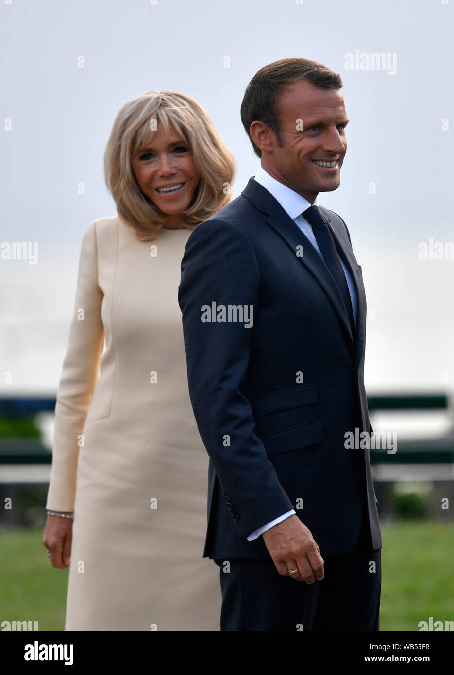 pix Emmanuel Macron Wife G7 https www alamy com french president emmanuel macron and his wife brigitte trogneux at the official welcome during the g7 summit in biarritz france image265030859 html