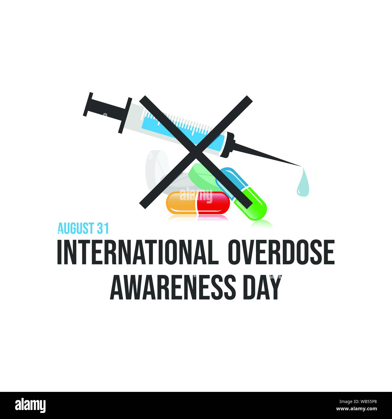 Drug awareness and prevention day. Drug overdose awareness day vector design image illustration Stock Vector