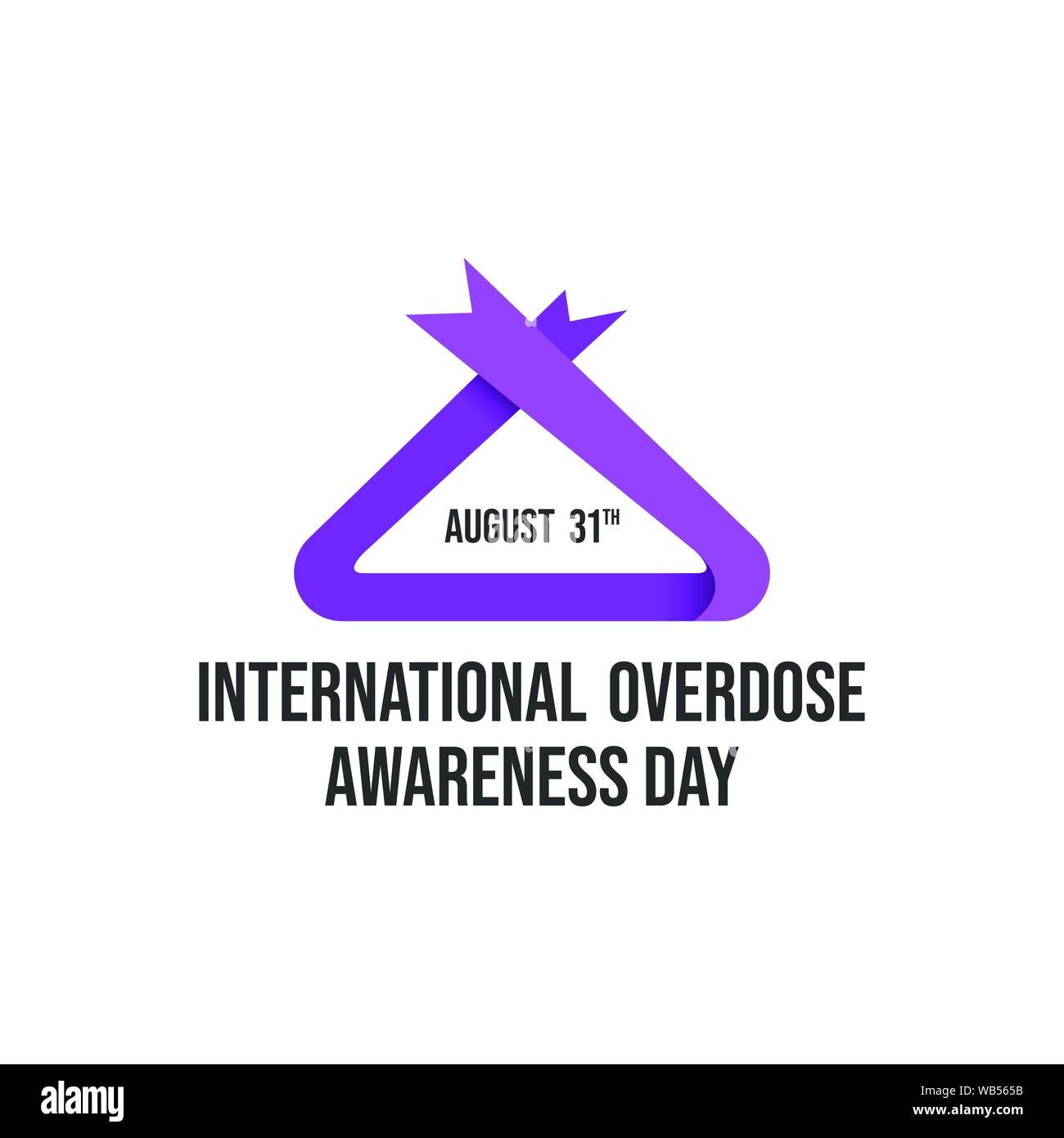 Drug overdose awareness day purple ribbon vector. International