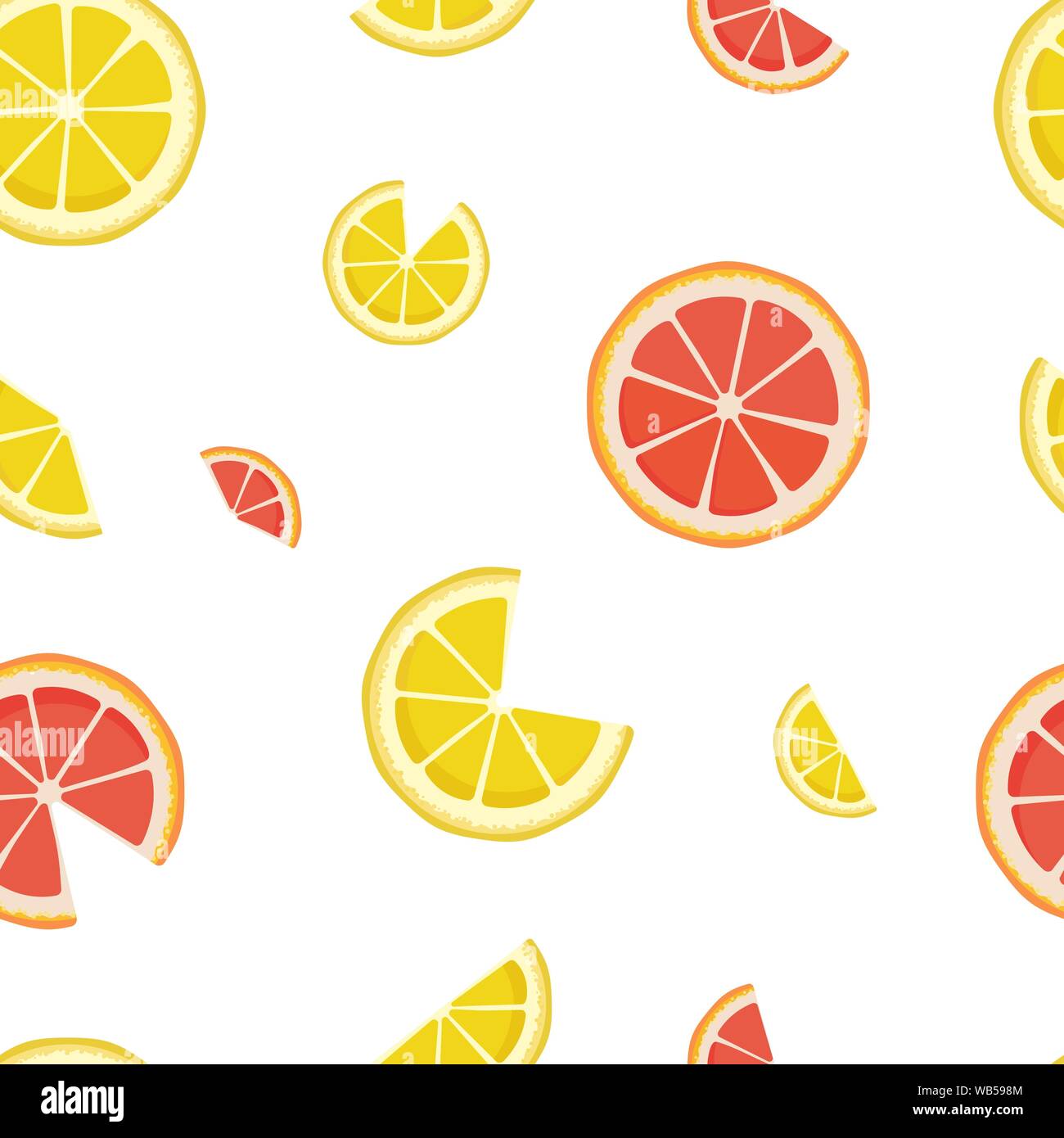 Vector seamless pattern with lemon and grapefruit slices isolated on ...