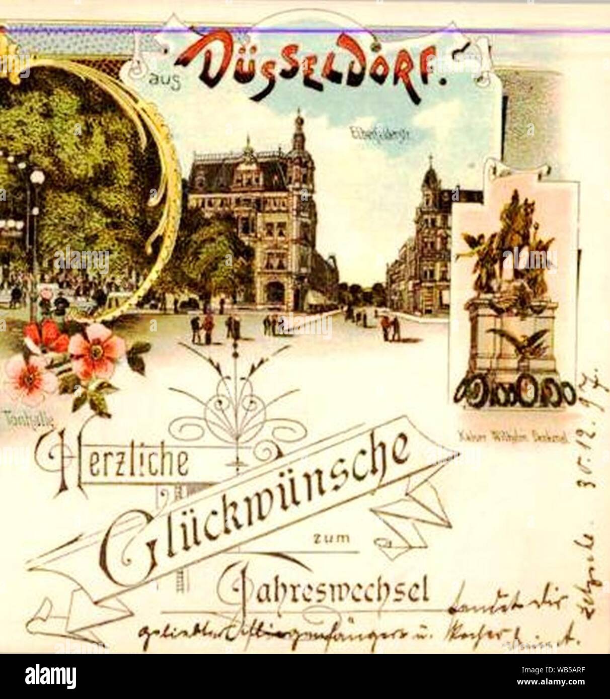 Düsseldorf Elberfelder Straße Postkarte von 1897 Stade-Auktionen. Stock Photo