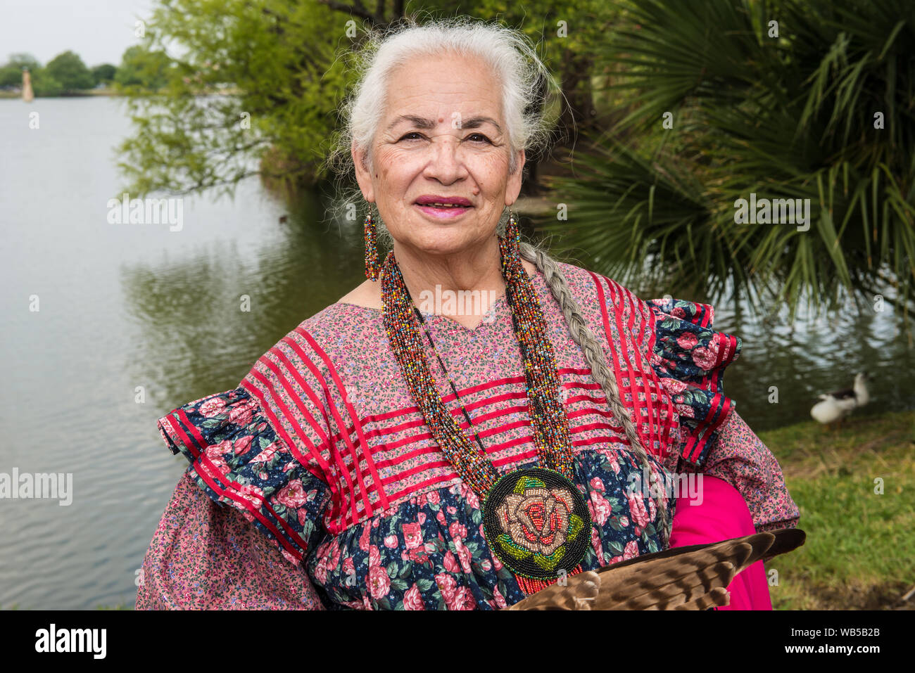 Emma Ortega, 75, a participant of Lipan Apache heritage at the