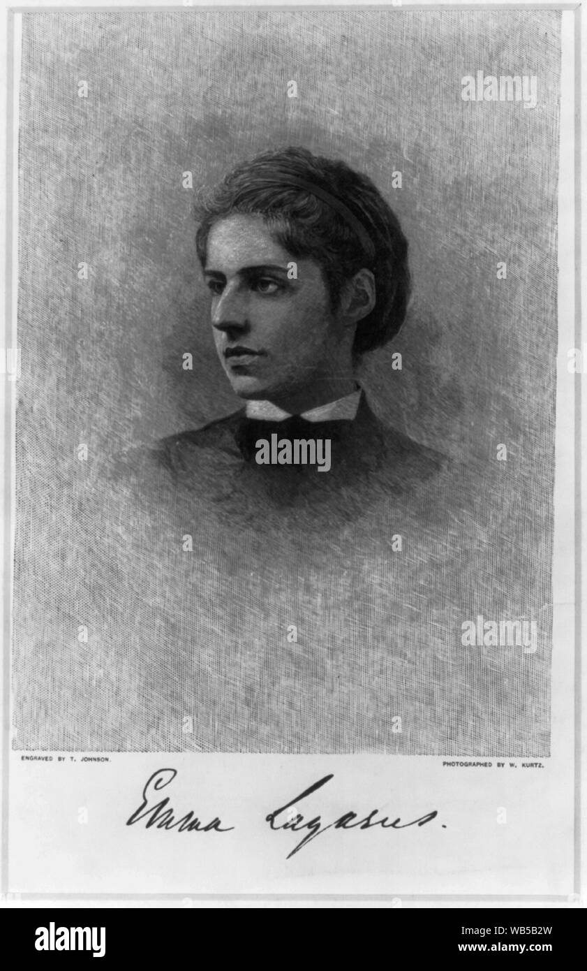 Emma Lazarus / engraved by T. Johnson ; photographed by W. Kurtz. Abstract/medium: 1 photomechanical print : line photoengraving. Stock Photo