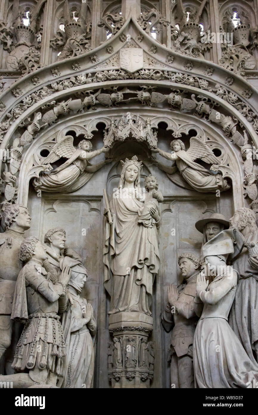 Sculpture group with Virgin Mary in Breda main church, architectural detail Stock Photo