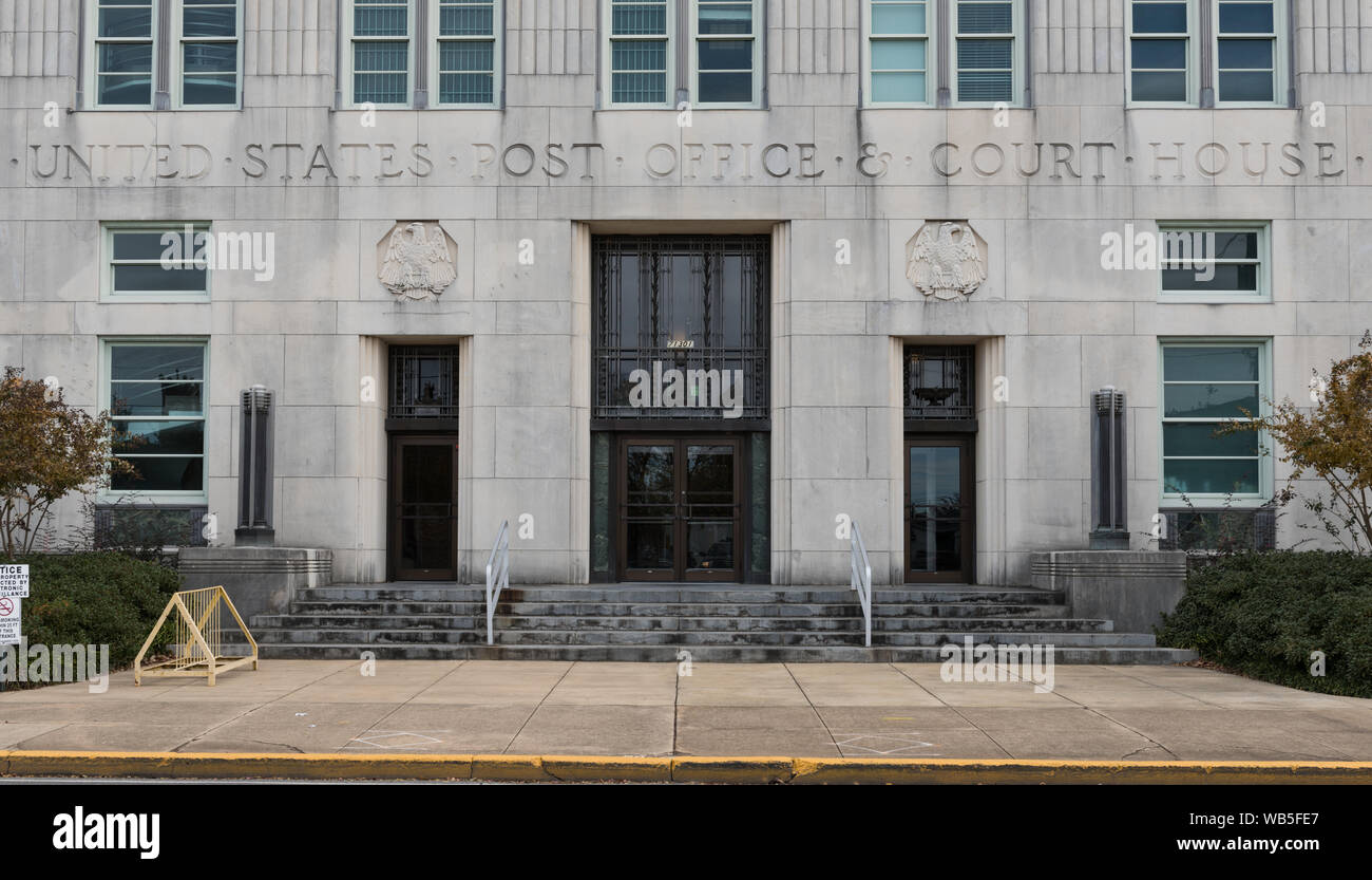 Entrance. U.S. Post Office and Courthouse, Alexandria, Louisiana Stock