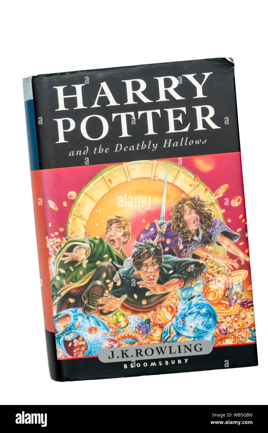 A hardback copy of Harry Potter and the Deathly Hallows by J. K. Rowling, The seventh and last of the Harry Potter series, published in 2007. Stock Photo