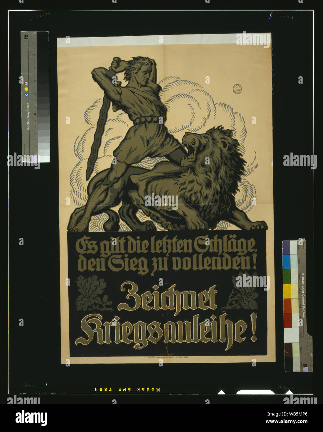 Es gilt die letzen Schläge, den Sieg zu vollenden! Zeichnet Kriegsanleihe! / Gerd Paul. Abstract/medium: 1 print (poster) : lithograph, color ; 86 x 58 cm. Stock Photo