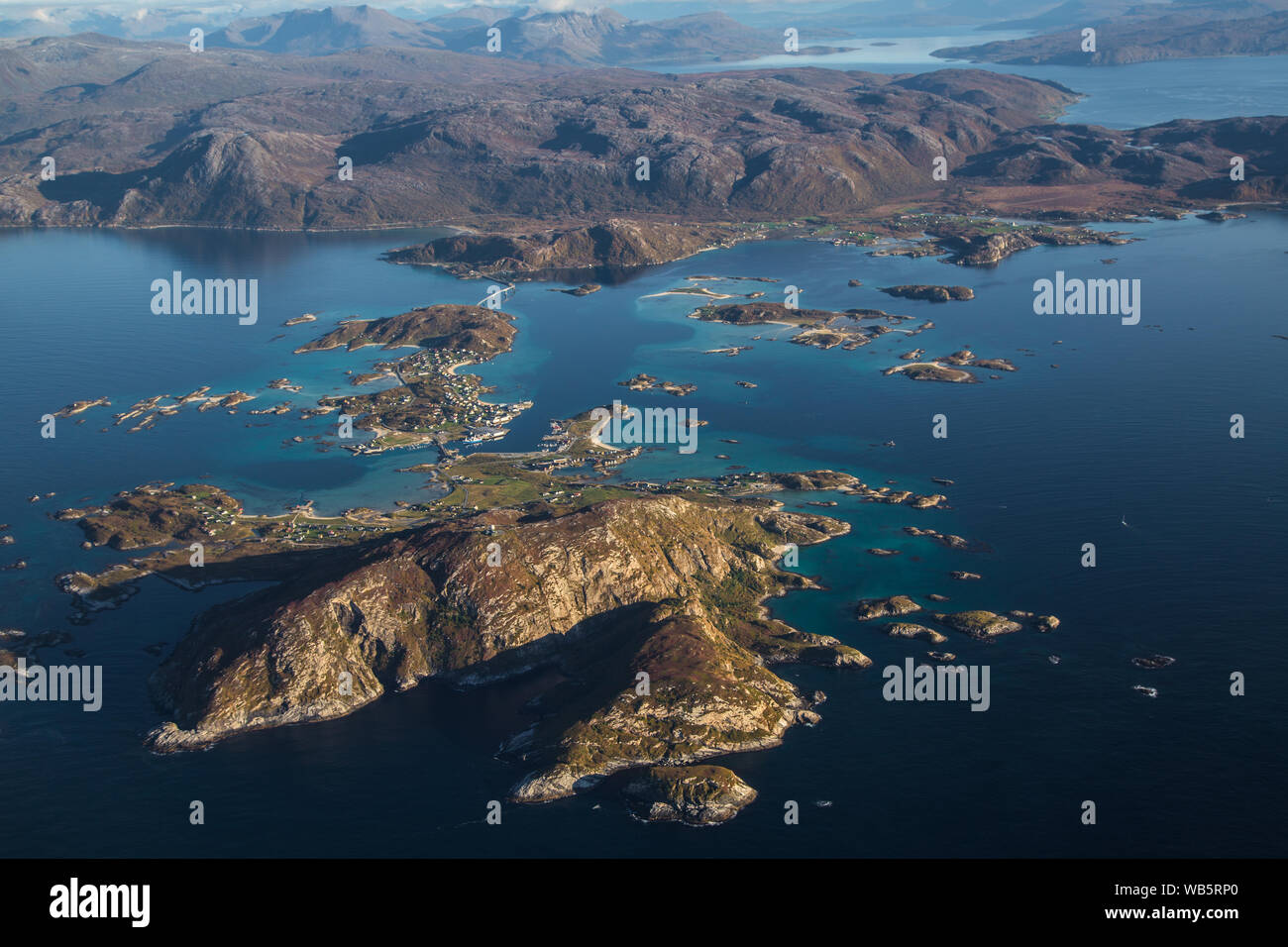 Views of Lofoten from the plane, in Norway Stock Photo