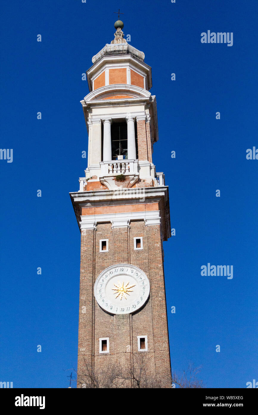 The bell tower of the Chiesa dei Santi Apostoli di Cristo (Church of the Holy Apostles of Christ), commonly called San Apostoli. Stock Photo