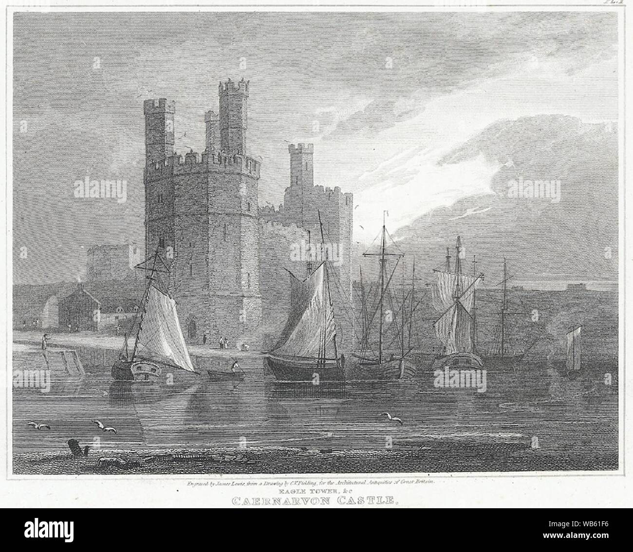 Eagle Tower, &c. Caernarvon Castle Caernarvonshire, north Wales Stock