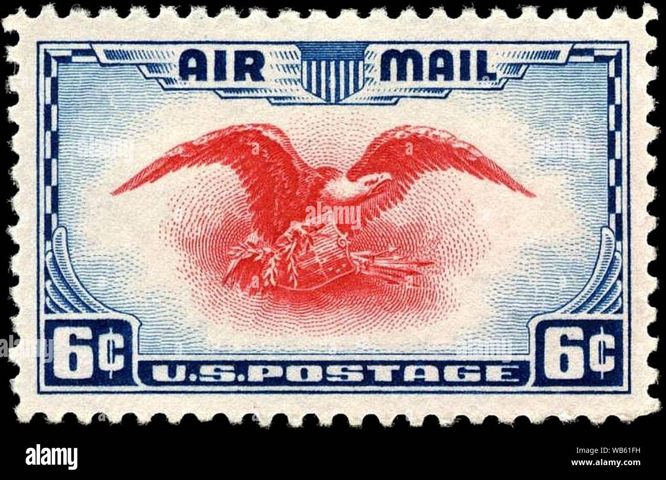 Eagle&Shield US Airmail 6c 1938 issue Stock Photo - Alamy