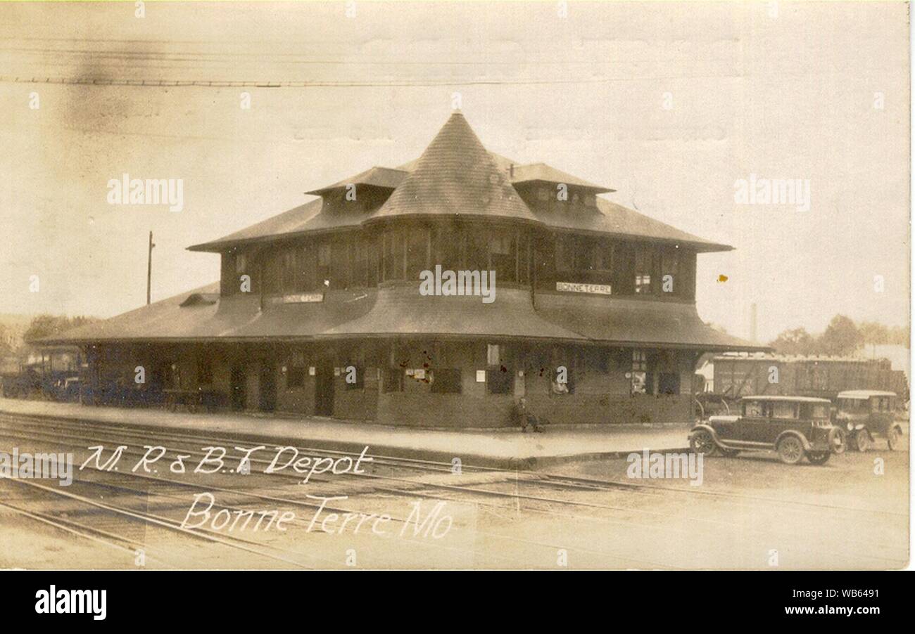 Early Photo of Mississippi River & Bonne Terre Railroad Depot at Bonne