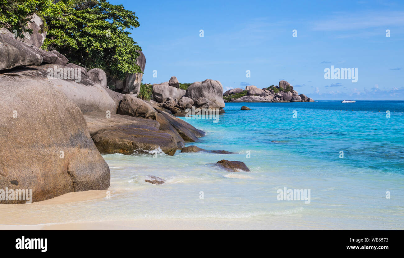 Similan island views from the beach and above, in Thailand Stock Photo