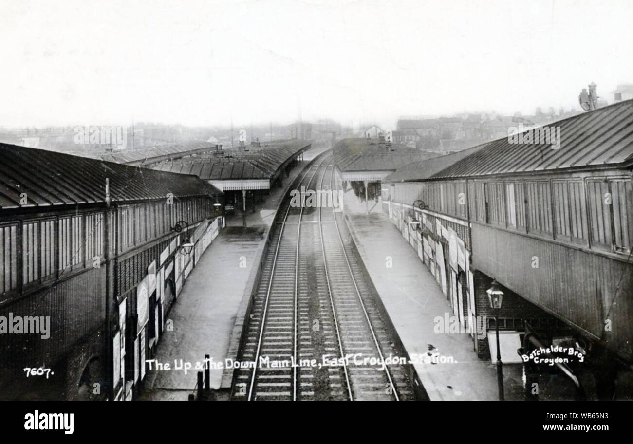 East Croydon station (postcard). Stock Photo