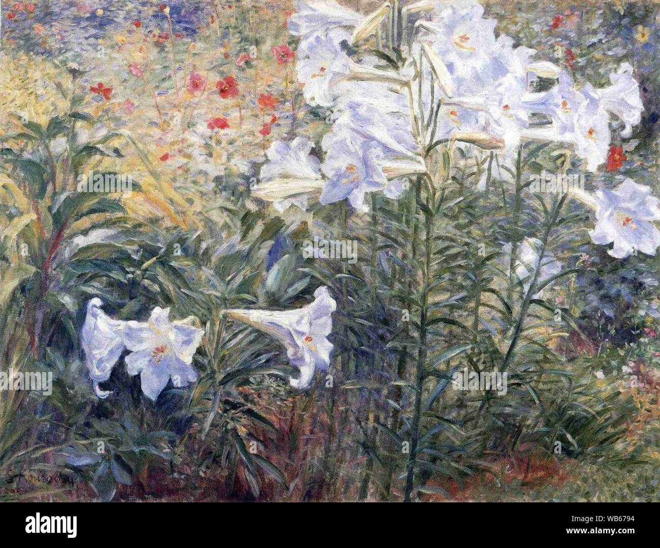 Easter Lilies by Kuroda Seiki Stock Photo