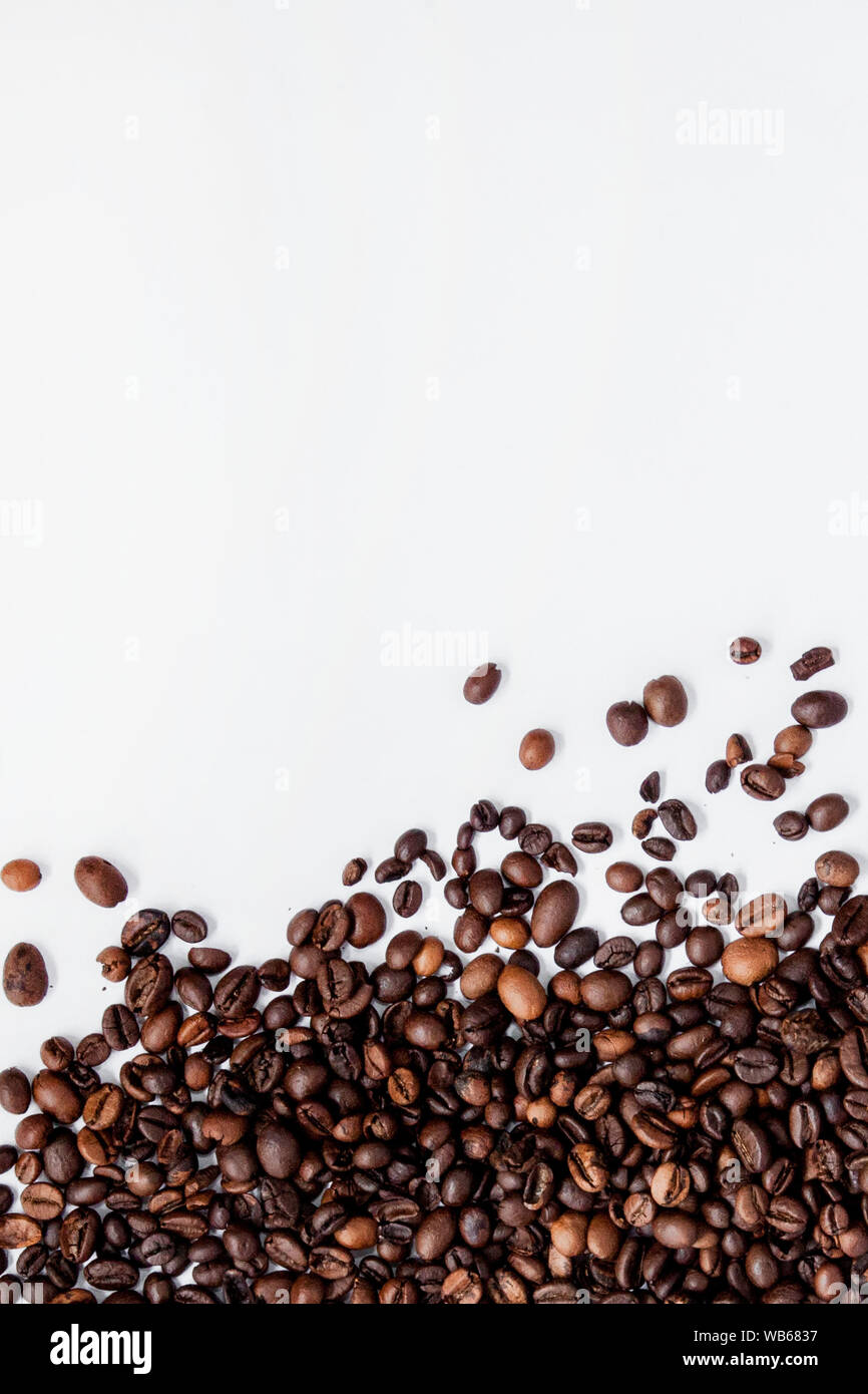 Coffee beans isolated on white background with copyspace for text ...