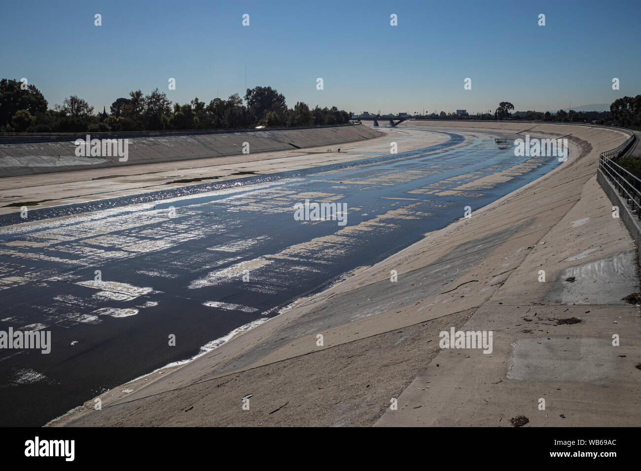 The Los Angeles River, City of Paramount, South LA, Califortnia, USA, Stock Photo