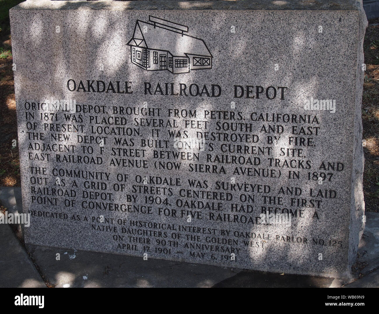 Oakdale Railroad Depot sign. Oakdale, California Stock Photo Alamy
