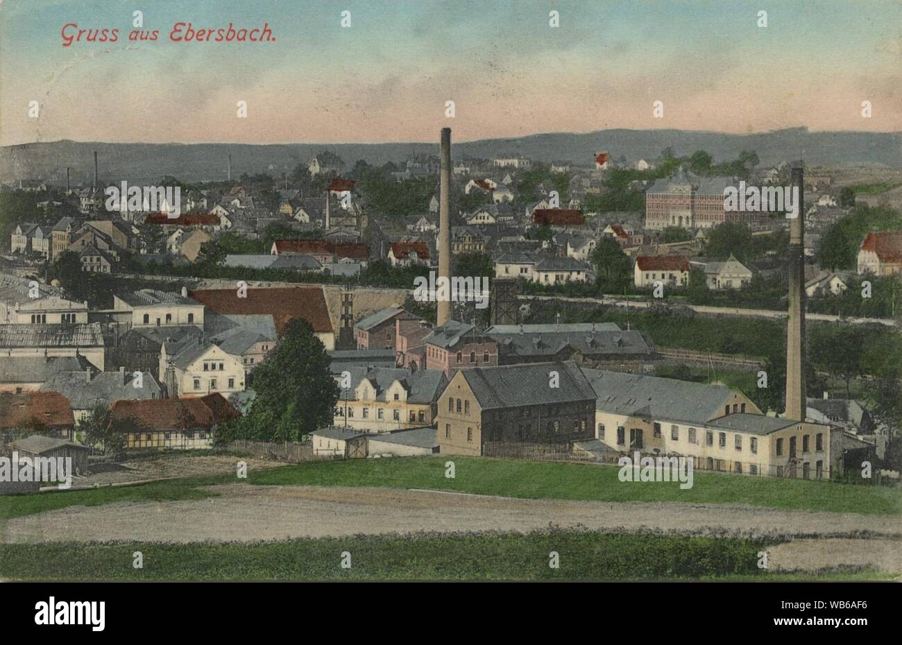 Ebersbach Stadtansicht 1908. Stock Photo