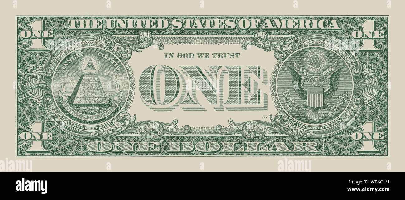One Dollar Bill (reverse) Stock Photo