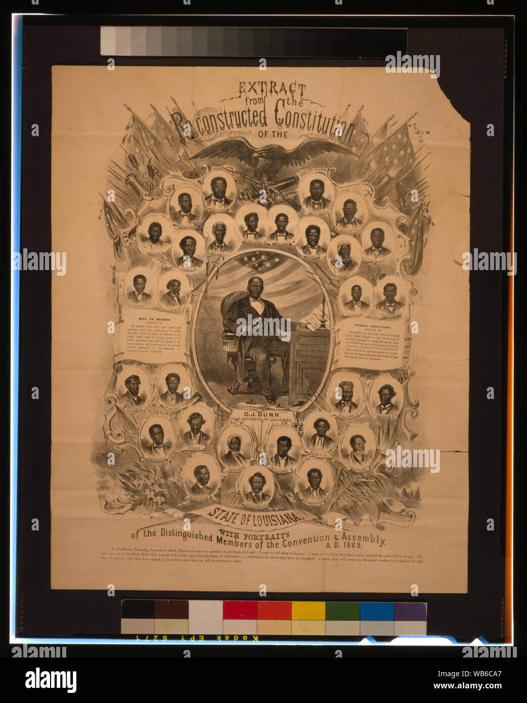 Extract from the reconstructed Constitution of the state of Louisiana, with portraits of the distinguished members of the Convention & Assembly, A.D. 1868 Abstract/medium: 1 print : lithograph. Stock Photo