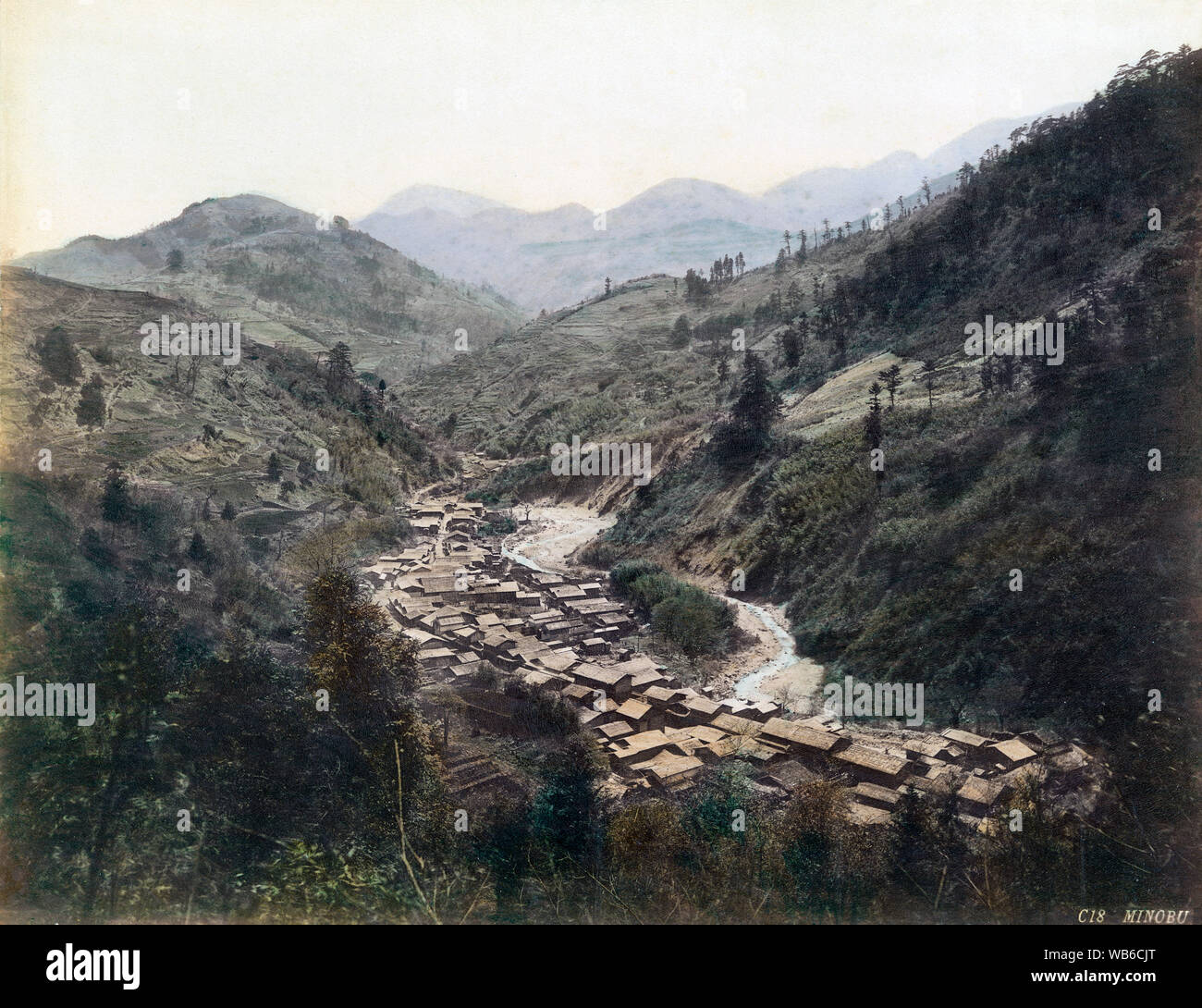 [ 1890s Japan - Japanese Village in a Valley ] — Minobu in Yamanashi ...
