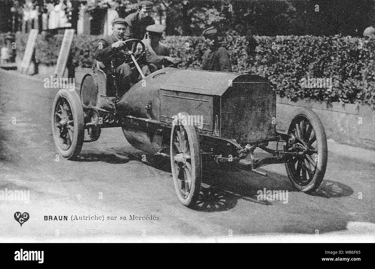 Edgar Braun on a Mercedes - 1905 Gordon Bennett Cup. Stock Photo