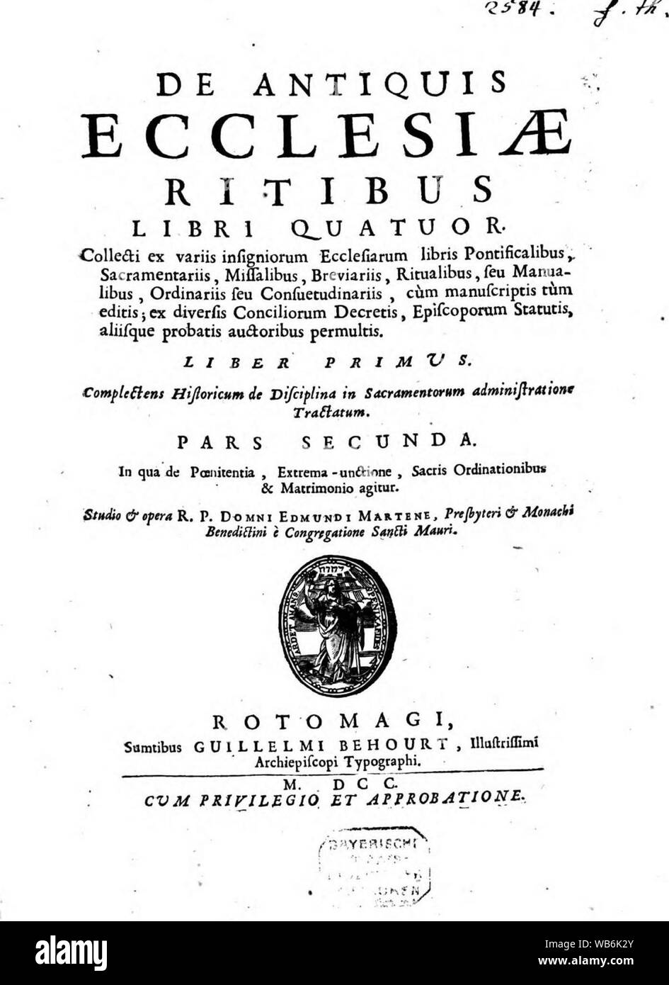 Edmond Martène De antiquis ecclesiae ritibus Stock Photo Alamy