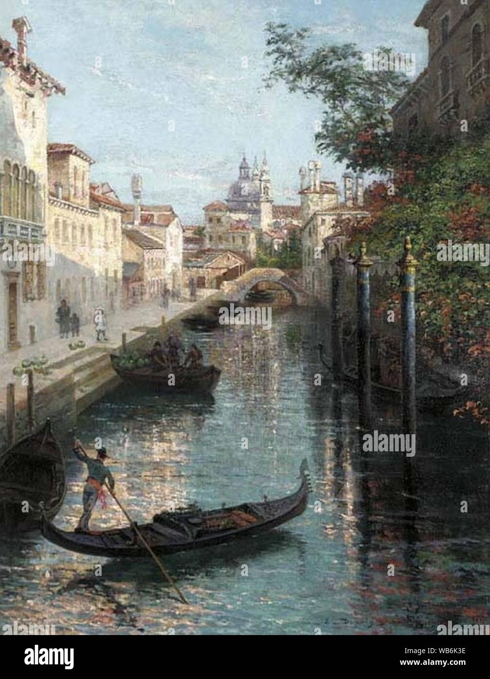 Edmond Louis Dupain - A Venetian canal scene. Stock Photo