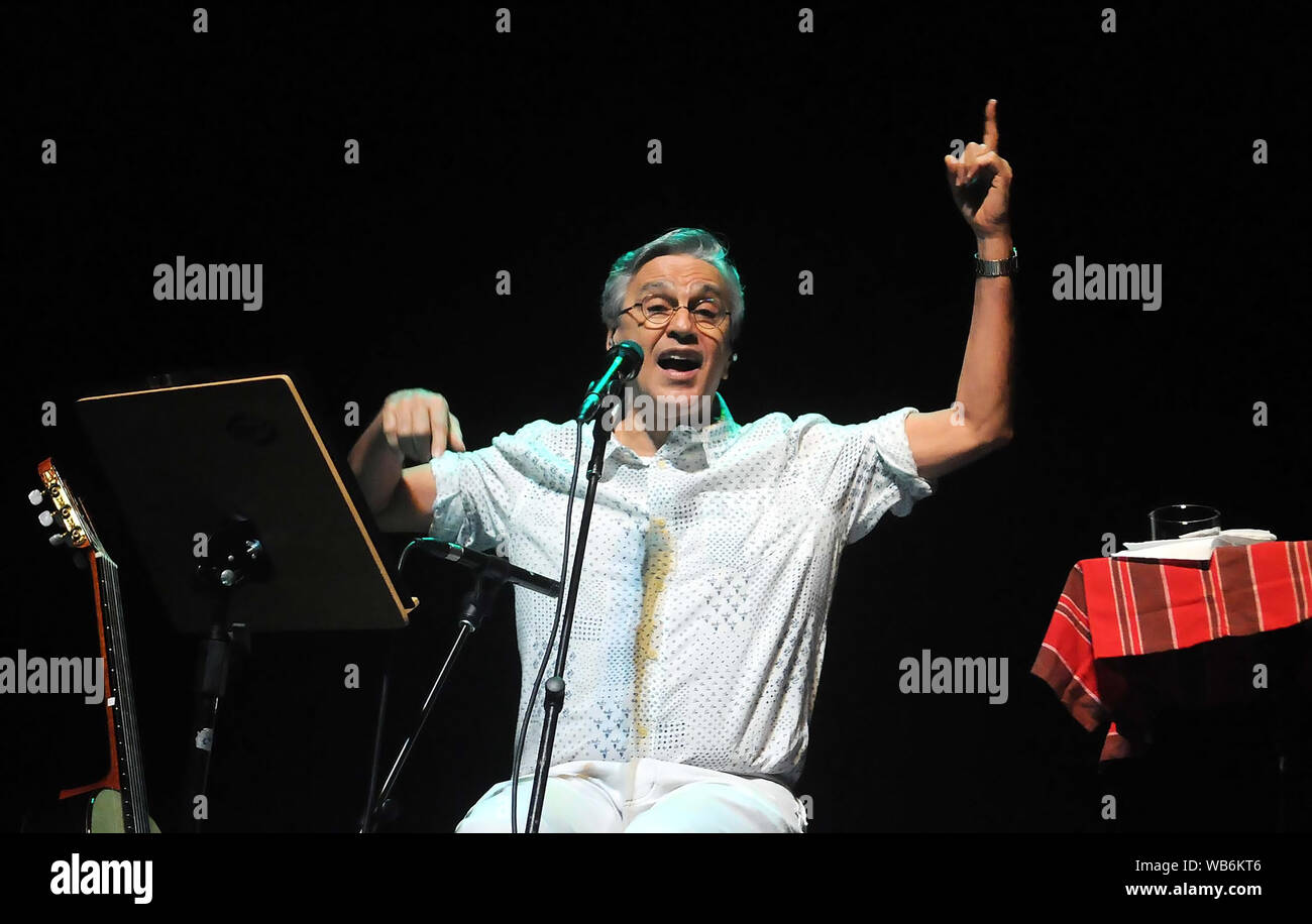 Rio de Janeiro, Brazil, September 11, 2012. Singer Caetano Veloso, during a show at the Oi Casa Grande theater, in the city of Rio de Janeiro. Stock Photo