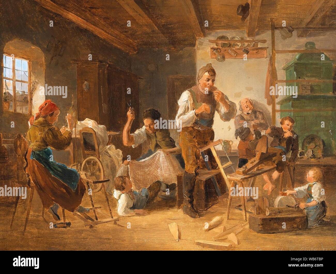 Eduard Ritter - Bewegtes Familienleben. Stock Photo