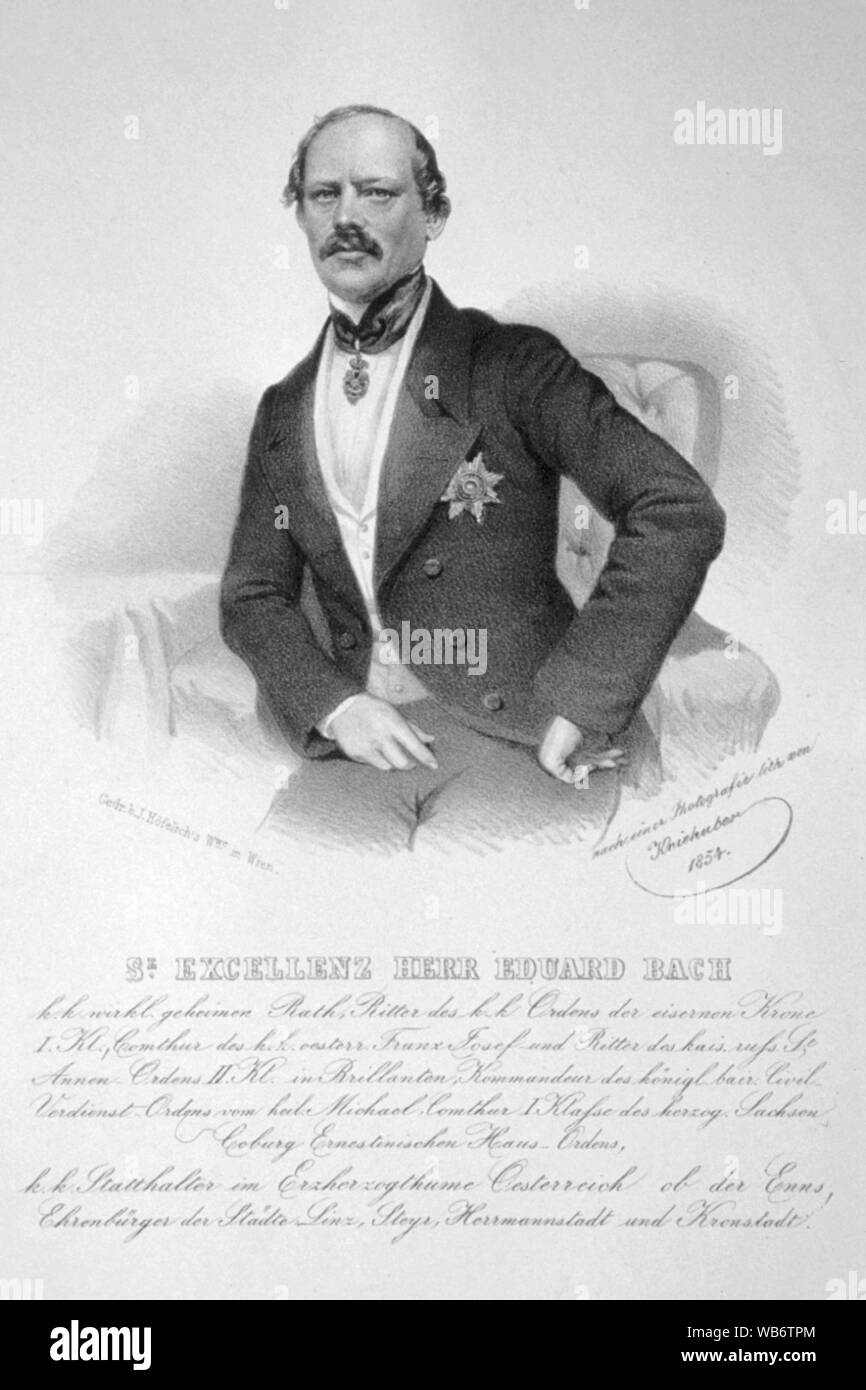 Eduard von Bach 1854 Litho Stock Photo Alamy
