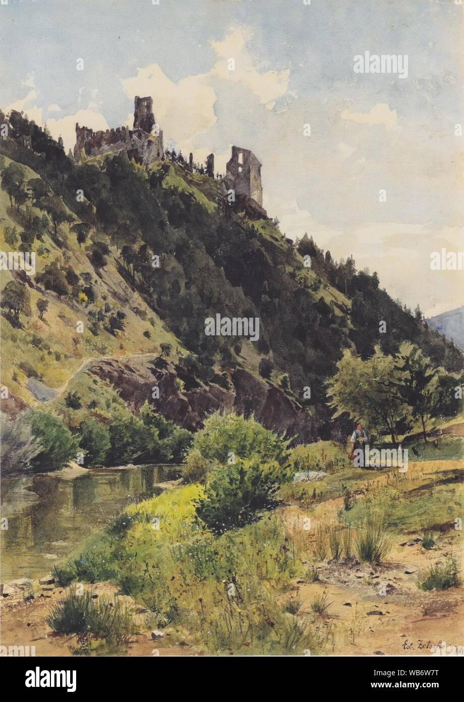 Eduard Zetsche - Ruine Senftenberg 1886. Stock Photo