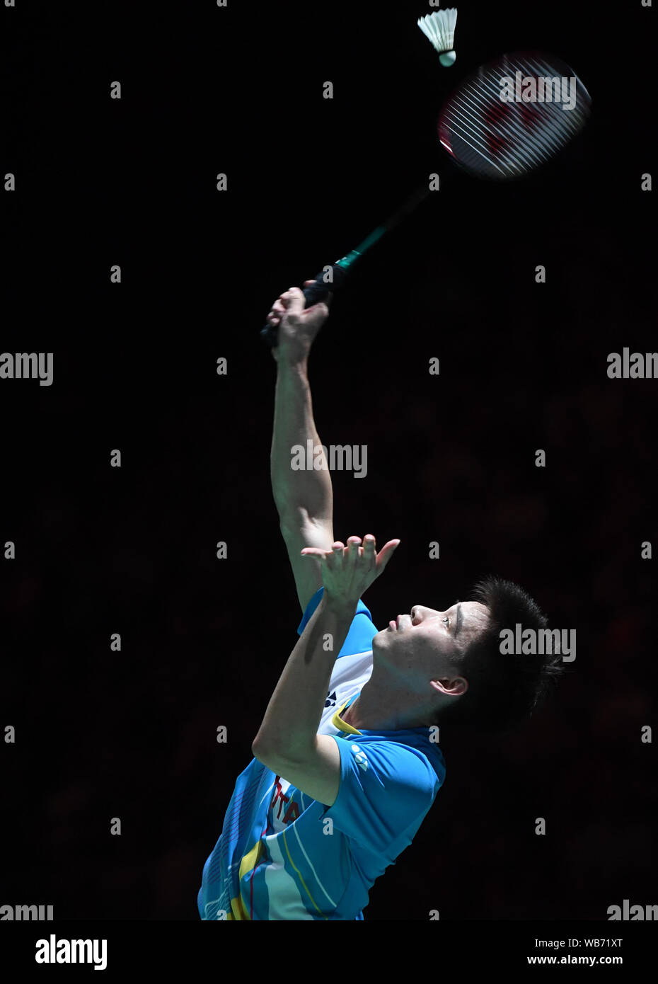 Basel, Switzerland. 24th Aug, 2019. Kantaphon Wangcharoen of Thailand competes during the men's singles semifinal match against Anders Antonsen of Denmark at the BWF Badminton World Championships 2019 in Basel, Switzerland, Aug. 24, 2019. Credit: Li Jundong/Xinhua/Alamy Live News Stock Photo